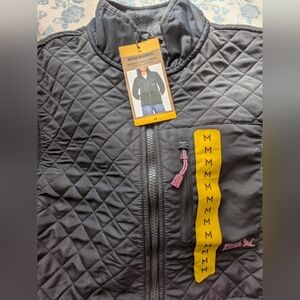 Eddie Bauer Black quilted Fleece Jacket with 3 Pockets. Size M.
